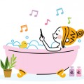 Illustration of a woman bathing.