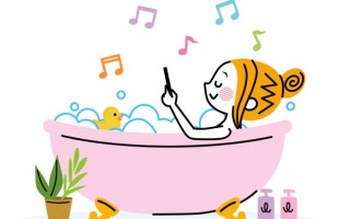 Illustration of a woman bathing.